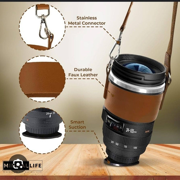 Unk Other - Unk Brown Faux Leather Camera Lens Mug
